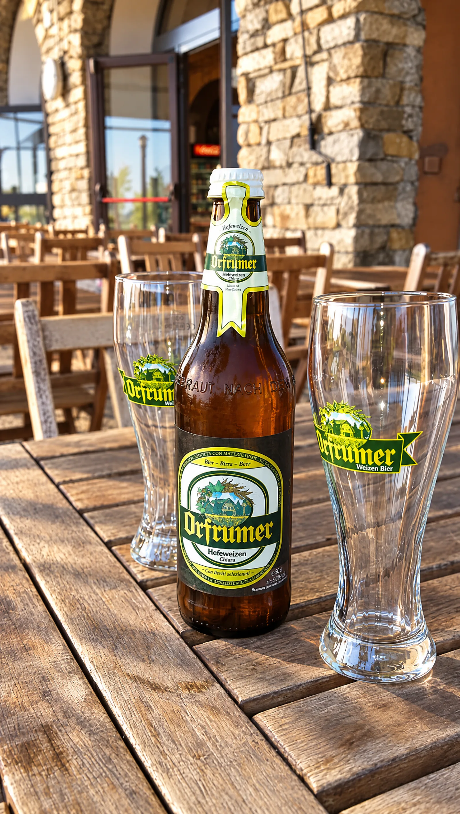 Birra Orfrumer Weisse servita in terrazza